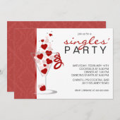 ハートのカクテルグラスはパーティの招待状を選抜しました 招待状 (正面/裏面)