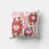 ハートのカジノの芸術の装飾的で赤い及びピンクの女王 クッション (裏面)