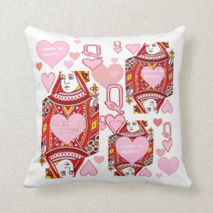 ハートのカジノの芸術の装飾的で赤い及びピンクの女王 クッション