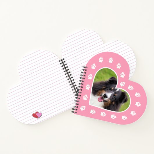 ハートのカスタム形をしたペットのピンクの手つき写真 ノートブック (内部)