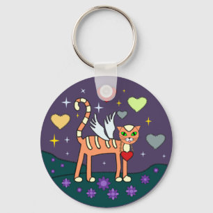 ハートのカスタムKeychainの飛んだ子猫 キーホルダー