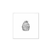 ハートのカップケーキの線画スタンプ ラバースタンプ (インプリント)