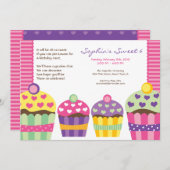 ハートのカップケーキ招待状 招待状 (正面/裏面)