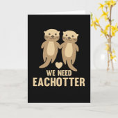 ハートのカップル もっとキュートなカワウソたち カード (黄色い花)