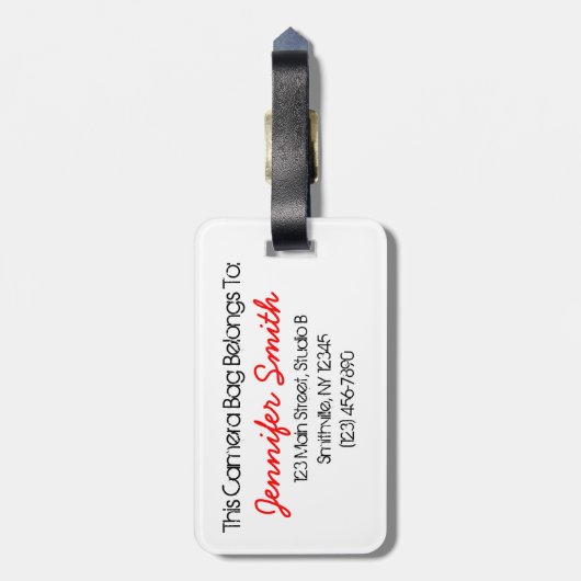 ハートのカメラのバッグのラベルの捕獲 ラゲッジタグ (裏面縦)