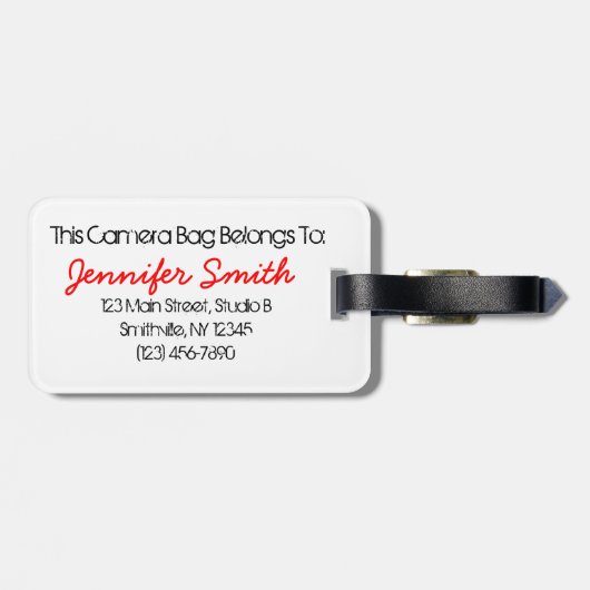 ハートのカメラのバッグのラベルの捕獲 ラゲッジタグ (裏面横)