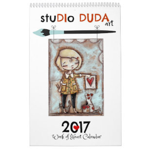 ハートのカレンダーのStudioDudaArt 2017の仕事 カレンダー