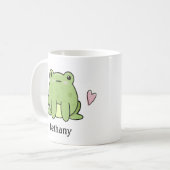 ハートのカワイイカエル ペアソナライズ  コーヒーマグカップ (正面左)