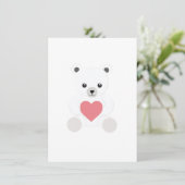 ハートのカードが付いた白い北極のテディベア シーズンカード (スタンド正面)