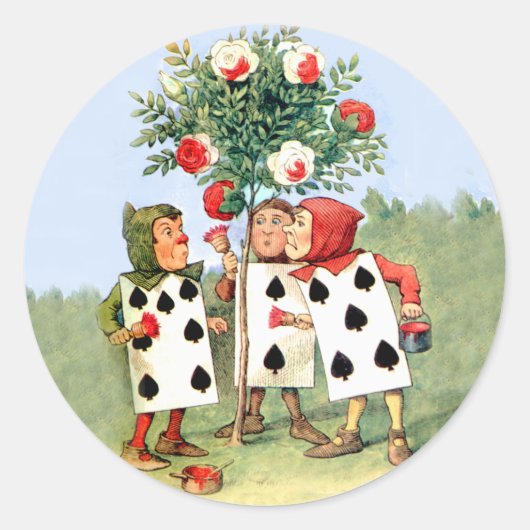 ハートのカード絵を描メンズのバラ ラウンドシール (正面)