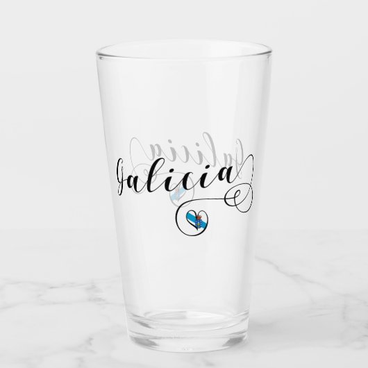 ハートのガリチアの旗、ガリシア人、Galiza タンブラーグラス (正面)