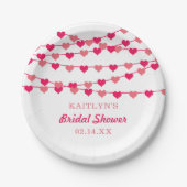 ハートのガーランドラブ 結婚前のお祝い ペーパープレート (正面)