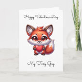ハートのキツネ カスタマイズ フォト バレンタインカード カード (正面)