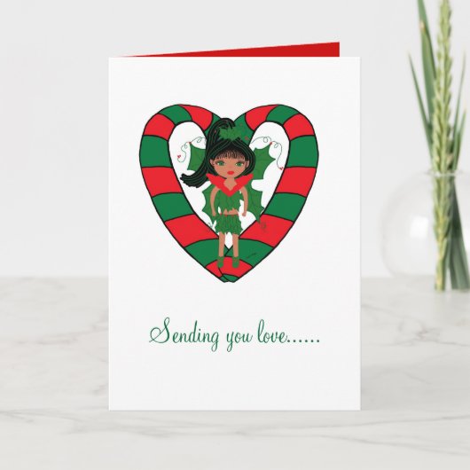 ハートのキャンディ・ケーンの挨拶状 シーズンカード (正面)