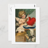 ハートのキュピッドと猫 ポストカード (正面/裏面)