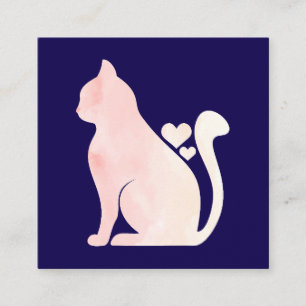 ハートのキュートな猫 スクエア名刺