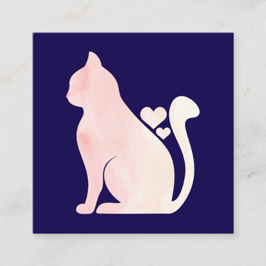 ハートのキュートな猫 スクエア名刺 (正面)