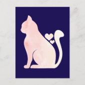 ハートのキュートな猫 ポストカード (正面)