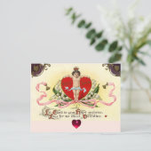 ハートのキューピッドキング、赤ワックスシールバレンタインデー シーズンポストカード (スタンド正面)
