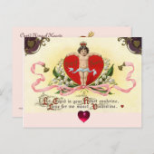 ハートのキューピッドキング、赤ワックスシールバレンタインデー シーズンポストカード (正面/裏面)