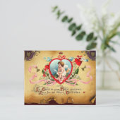 ハートのキューピッドキング、赤ワックスシールバレンタインデー シーズンポストカード (スタンド正面)