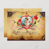 ハートのキューピッドキング、赤ワックスシールバレンタインデー シーズンポストカード (正面/裏面)