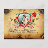 ハートのキューピッドキング、赤ワックスシールバレンタインデー シーズンポストカード (正面)