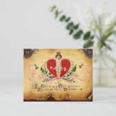 ハートのキューピッドキング、赤ワックスシールバレンタインデー シーズンポストカード (スタンド正面)