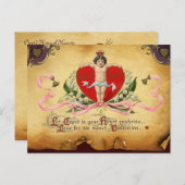 ハートのキューピッドキング、赤ワックスシールバレンタインデー シーズンポストカード (正面/裏面)