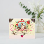 ハートのキューピッドキング、赤ワックスシールバレンタインデー シーズンポストカード (スタンド正面)