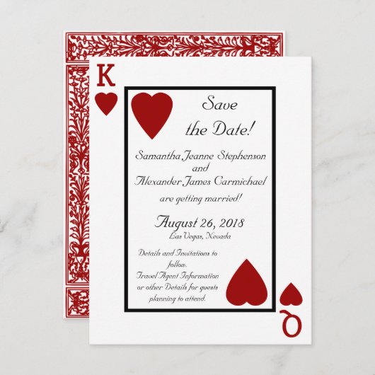 ハートのキング/クイーン 結婚式の日程を保存 セーブザデート (正面/裏面)