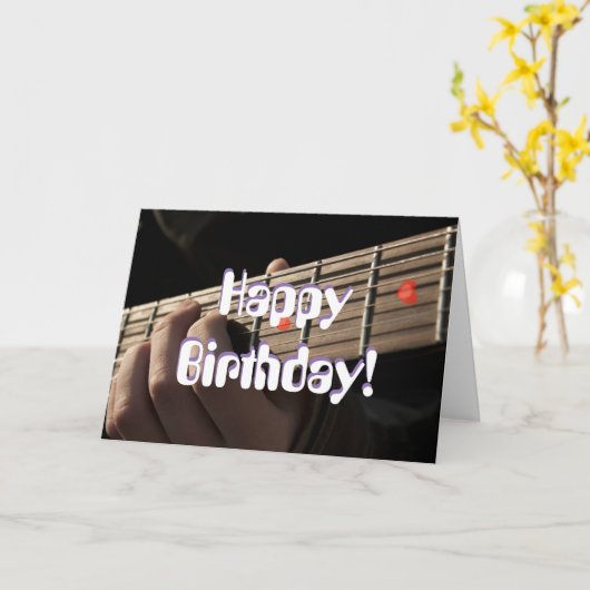 ハートのギターのバースデー・カード カード (黄色い花)
