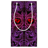 ハートのギフトバッグを持つゴシックの紫色のオーナメント スモールペーパーバッグ (正面)