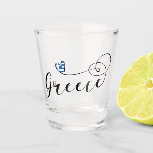 ハートのギリシャの旗、ギリシャ ショットグラス (正面)