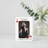 ハートのクイーンのカスタムトレーディングカード、ポーカー写真 プレイスカード (スタンド正面)