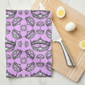 ハートのクイーンシルバークラウンティアラスピンクチスル キッチンタオル (四つ折り)