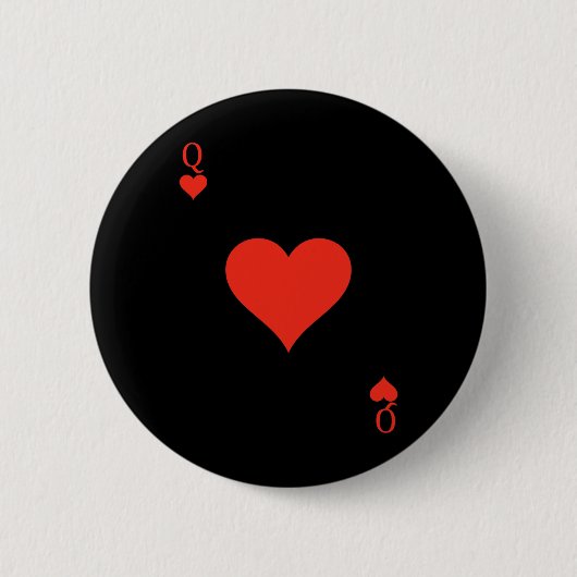 ハートのクイーン衣装カジノカード遊のカード 缶バッジ (正面)