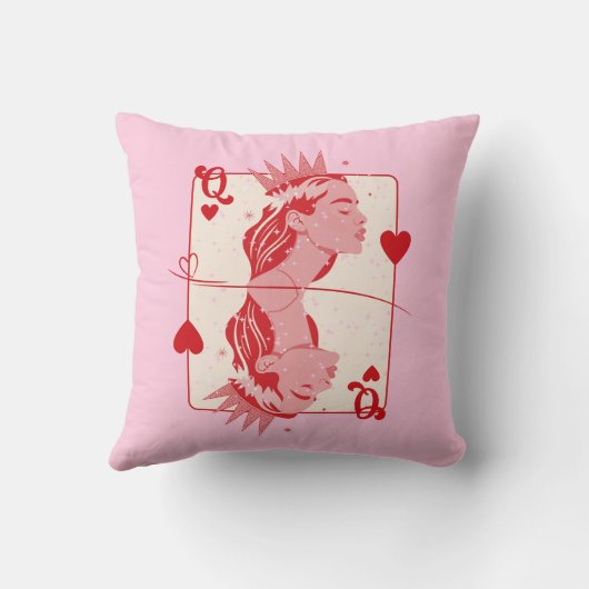 ハートのクイーン赤とピンク名門私立校風のアート クッション (裏面)