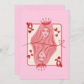 ハートのクイーン赤とピンク名門私立校風のアート シーズンカード (正面/裏面)