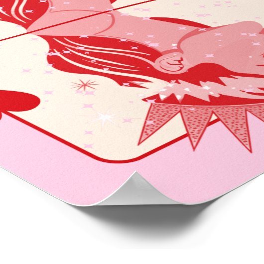 ハートのクイーン赤とピンク名門私立校風のアート ポスター (角)