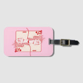 ハートのクイーン赤とピンク名門私立校風のアート ラゲッジタグ (正面横)