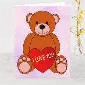ハートのクマちゃん バレンタイン 愛してる カード (黄色い花)