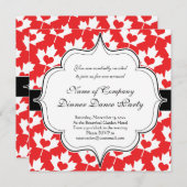 ハートのクラシックなカナダの旗のカエデの葉 招待状 (正面/裏面)