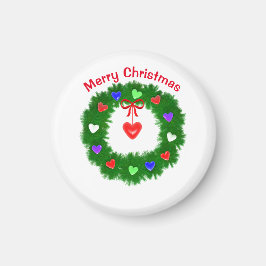 ハートのクリスマスリース マグネット