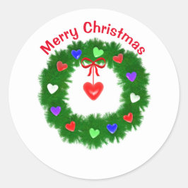 ハートのクリスマスリース ラウンドシール