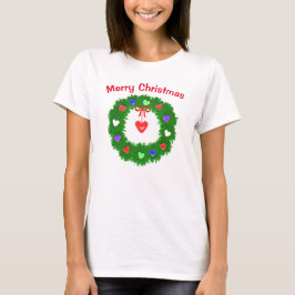 ハートのクリスマスリース Tシャツ