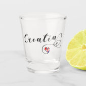 ハートのクロアチアの旗、クロアチア ショットグラス (正面)