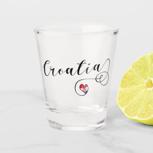 ハートのクロアチアの旗、クロアチア ショットグラス (正面)