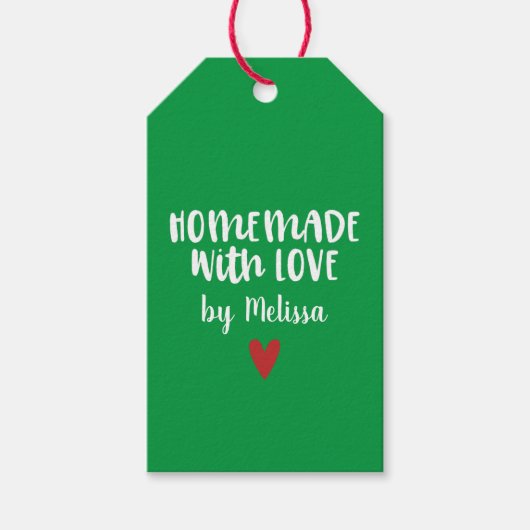 ハートのグリーン 自家製 愛を込めて オーダーメイド ギフトタグ (正面)