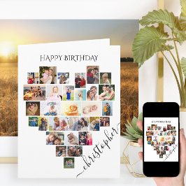 ハートのコラージュフォト 誕生日おめでとう 手書き文字 カード
